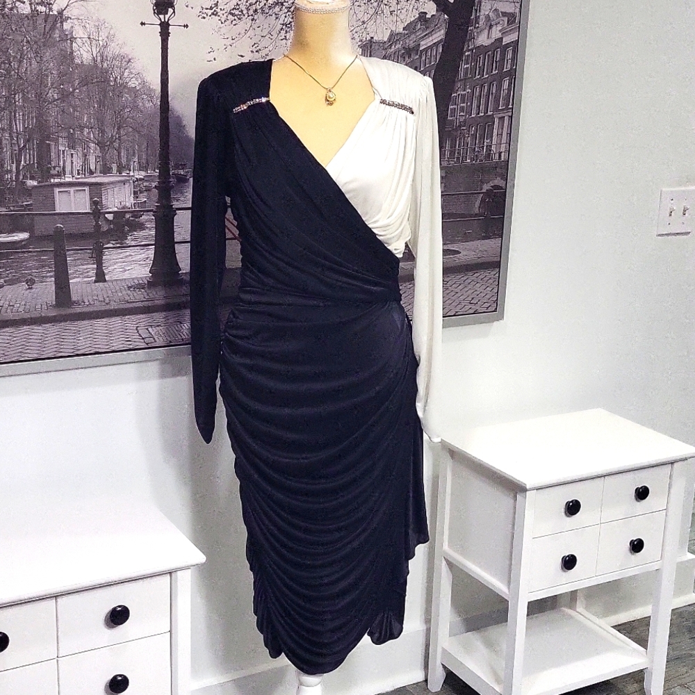 Vtg Abby Kent Black & White Dress